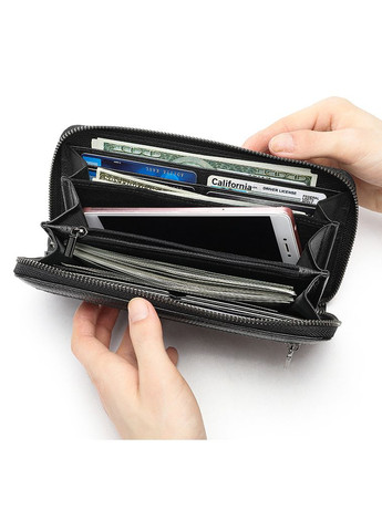 Мужской кожаный клатч с ручкой кошелек портмоне на молнии кожа черный Eton (316660123)