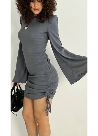 Графитовое праздничный, вечернее, кэжуал женское платье лапша Style Point однотонное