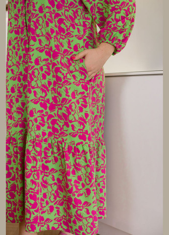 Салатова кежуал трендова сукня сорочка No Brand з квітковим принтом