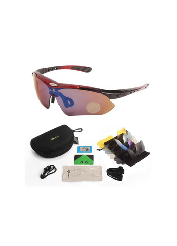 Захисні тактичні сонцезахисні окуляри з поляризацією- -5 комплектів лінз-Червоні Rockbros (279783399)