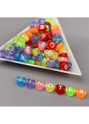 (20 г) Намистини пластикові, сердечка АЛФАВІТ 7 мм - Кольоровий мікс No Brand (356509756)