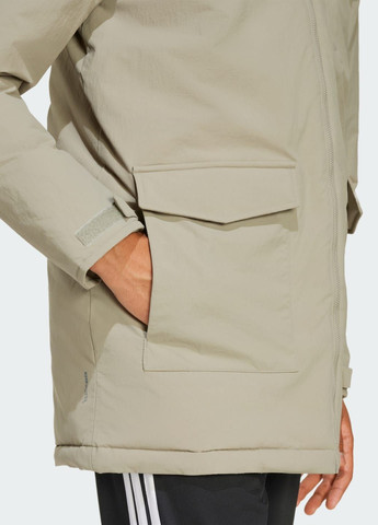 Зеленая демисезонная парка paveric climawarm fur adidas