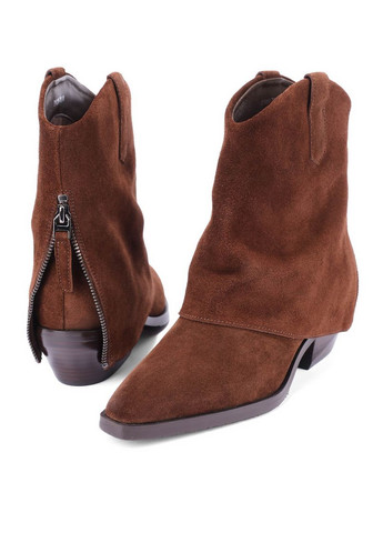 Осенние женские ботинки ry932k-793 коричневый велюр MIRATON тканевые