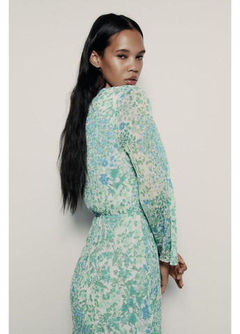 Короткий комбинезон с принтом Zara зелёный