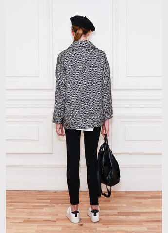 Темно-серое зимнее Серо-черное укороченное пальто оверсайз Илия Dolcedonna