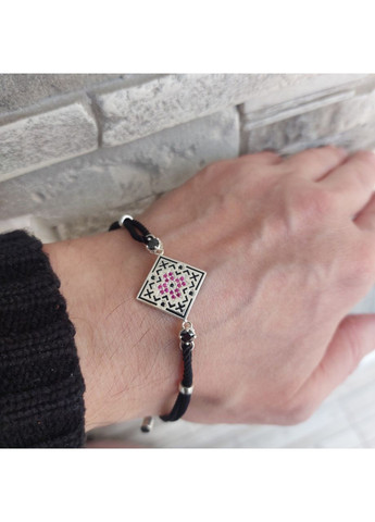 Браслет вышиванка из серебра с черной нитью No Brand (355921870)