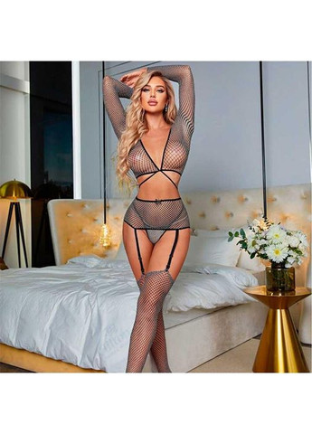 Сірий демісезонний яскравий комплект з підв'язками для панчіх, панчохами та довгими рукавами xs/s/m – еротична білизна No Brand