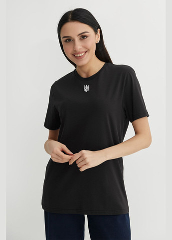 Чорна літня футболка жіноча герб з коротким рукавом Garne