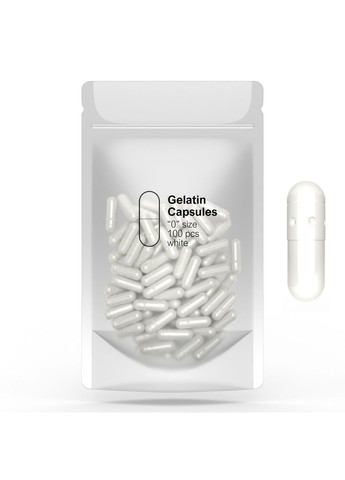 Капсулы желатиновые "0" белые пустые 100 шт. 0,68 мл. твердые Желатиновые капсулы для лекарств China (280931295)