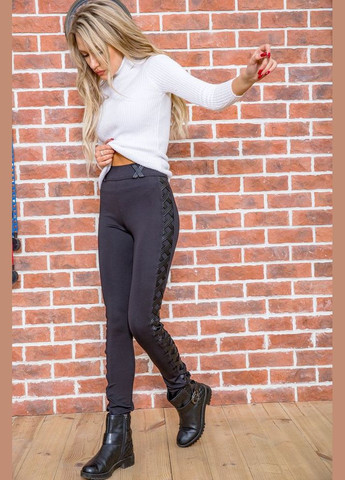 Однотонні чорні лосини зі вставками із шкірзаму 172R119 Ager (317426737)