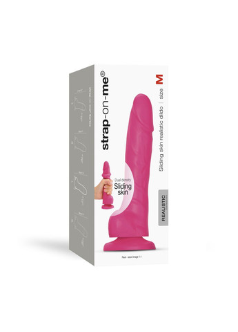 Реалістичний фалоімітатор SLIDING SKIN REALISTIC DILDO FUCHSIA – M, ефект рухливої шкіри Strap-On-Me (296627229)