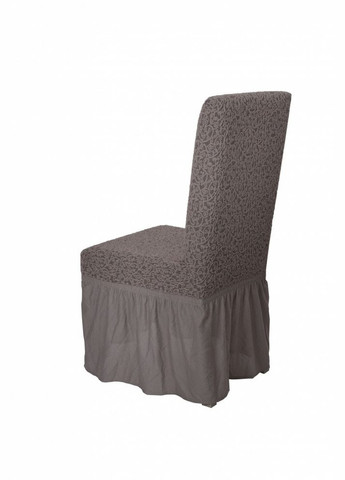 Жаккардовые чехлы на стулья с оборкой (натяжные) набор 6-шт 405 Темно-Фиолетовый Venera (268547785)