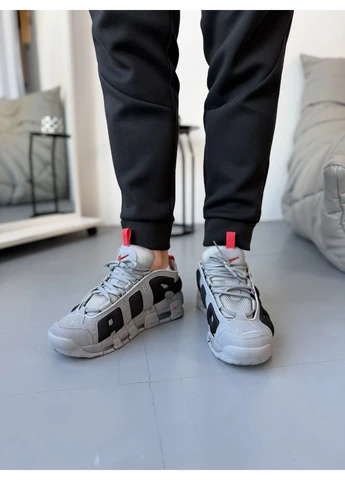 Чорні літні кросівки nike air more uptempo low grey black найк аір мор уптемпо No Brand
