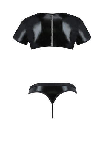 Комплект мужского белья под латекс Set Peter, черный, кроп-топ, стринги Passion (297394400)