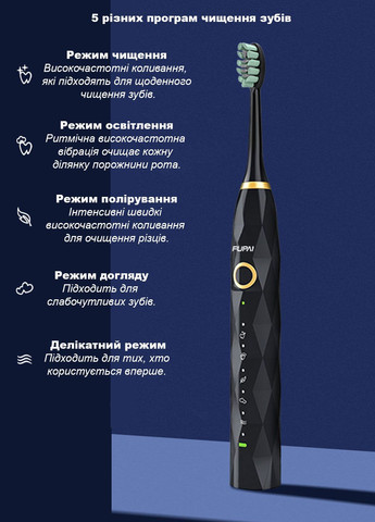 Электрическая зубная щётка Sonic A6s Black FUPAI (330823673)