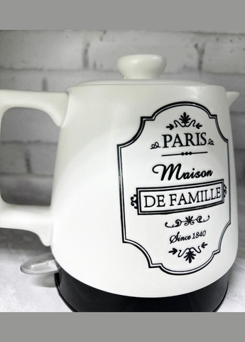 Керамічний електрочайник MR-072 Paris Maison De Famille Чорно-Білий 1л 1000 Вт Maestro (296925517)