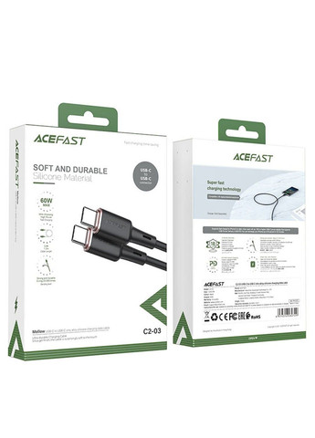 Дата кабель C2-03 USB-C to USB-C zinc alloy silicone (1.2m) Acefast (291879241)