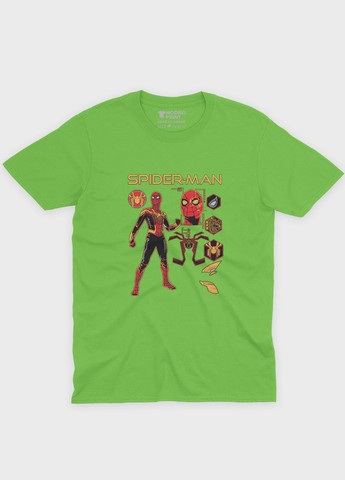 Салатовая демисезонная футболка для мальчика с принтом супергероя - человек-паук (ts001-1-kiw-006-014-095-b) Modno