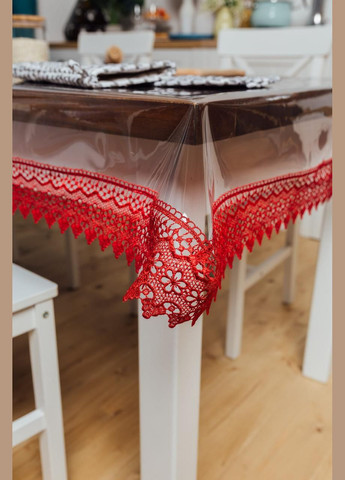 Силиконовая скатерть Белая Красная Кружева 205*115 см Royal House (314962852)