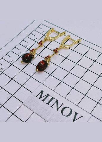 Сережки 3186 з натуральним бурштином MINOV (316653470)