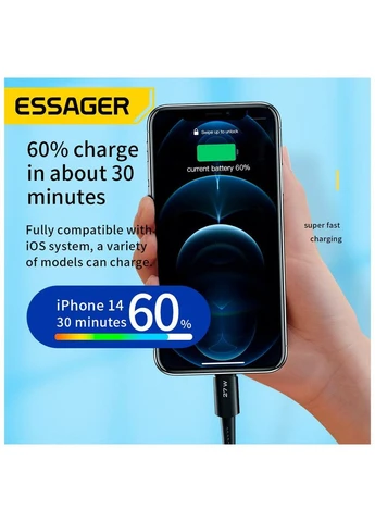 Дата кабель (ek20139) Essager USB-C to Lightning 0.5m 20W black (392046581)
