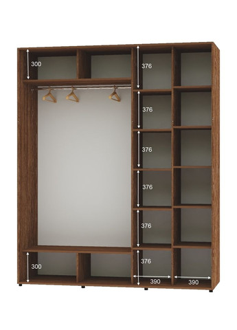 Шафа-купе дводверна 200*60*230 Дуб вінтаж Дзеркало з піскострумним малюнком Алекса (360459988)