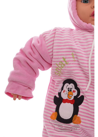 Человечек для девочки велюровый с пингвином розовый 50 см (26271) BABYKROHA (297199634)