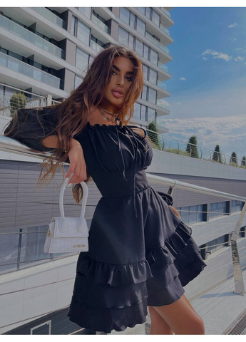 Черное повседневный женское платье No Brand однотонное