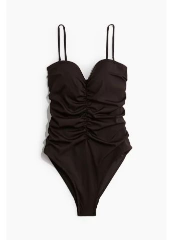 Коричневый купальник слитный medium shape bandeau H&M