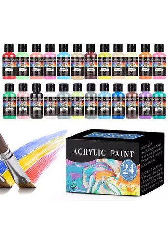 Набір художніх акрилових фарб, 24 кольори, для кераміки, дерева, скла, тканини для живопису та творчості No Brand (344573487)