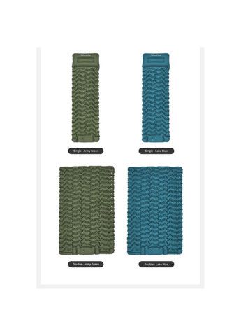 Матрац подвійний CNK2550WS019, 65 мм, із вбудованою помпою, зелений (A-034642) Naturehike (368994430)