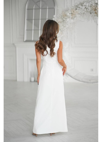 Белое платье макси белого цвета с кружевом No Brand