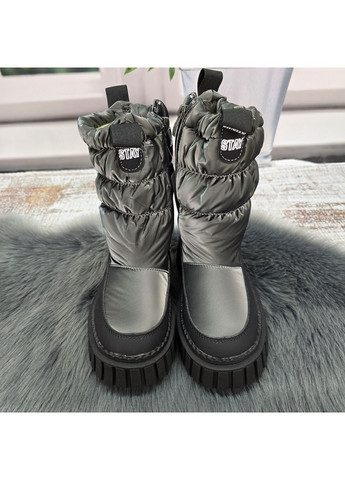 Зимние сапоги дутики детские зимние для девочки серые с черным. Jong Golf