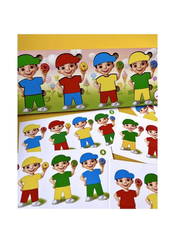 Деревянный пазл-сортер "Мальчики с пончиками" (ПСФ100) PSF100, 12 деталей и 12 карт Ubumblebees (367962617)