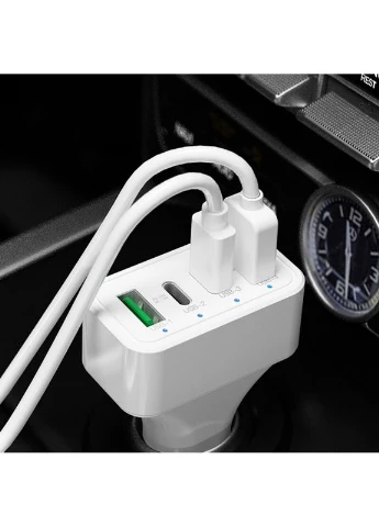 Автомобільний зарядний пристрій K26, 2 USB + 2 Type-C, зі швидкою зарядкою, 40W Addap (376267591)