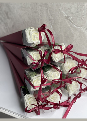 Белая роза в конусе (мыльная пена) (минимальный заказ от 5шт) No Brand (316093377)