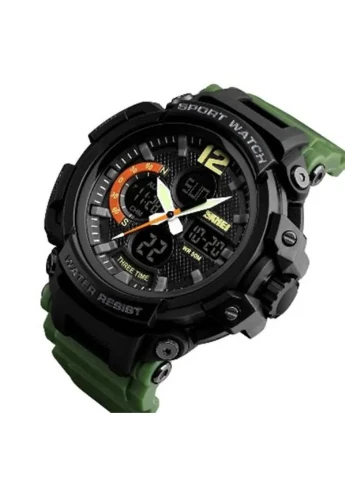 Часы наручные мужские 1343AG ARMY GREEN, часы тактические противоударные. Цвет: зеленый Skmei (395708753)