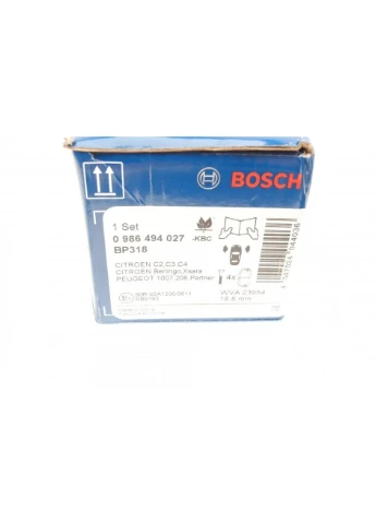 Колодка гальм. диск. CITROEN/PEUGEOT XSARA/307/206 передн. (вир-во ) 0 986 494 027 Bosch (332798180)