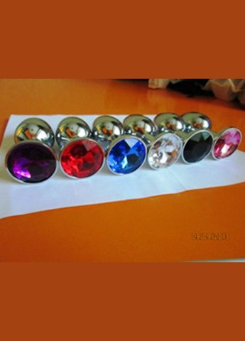 Мала анальна пробка S з червоним стразом у чохлі 2.8*7.5 см Металева No Brand (340914493)