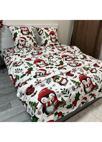 Зимова постільна білизна фланель (байка) двоспальний розмір білого кольору - м'якість, тепло та новорічний настрій! No Brand (370278908)