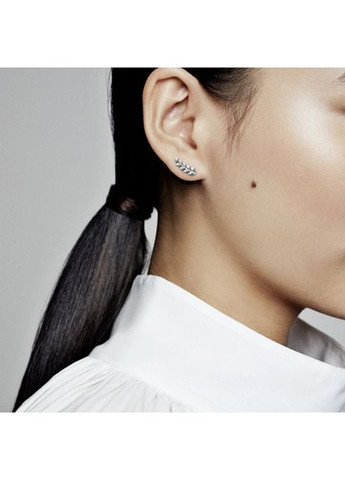 Серебряные серьги-кольца Пандора "Выгнутые колоски" 297730 Kabluchka (355347817)