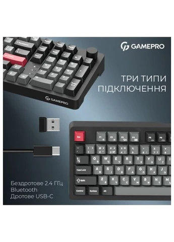 Клавиатура Asgard Drakkar Keychron Super Red Switch Wireless/Bluetooth/USB UA Black (MK305BK) GAMEPRO (396673339)