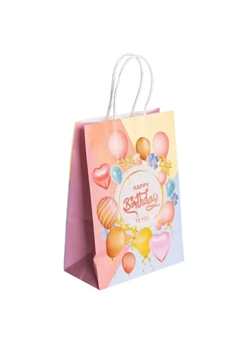 Подарунковий пакет Happy Birthday 15*8*21 см 12 штук в упаковці, рожевий Yiwu (386617439)