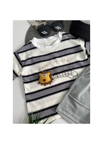 Серый костюм для мальчика футболка + шорты No Brand