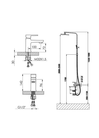 Набор смесителей Wawel 001+Wawel 1030 White LIDZ (322069769)