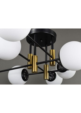 Люстра стельова на 8 лампочок 28253 Чорний, латунь 26х82х82 см. Sunnysky (365680464)