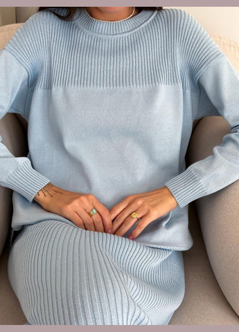 Голубой демисезонный вязаный женский джемпер - джемпер для повседневной носки (ak22145p) Art Knit