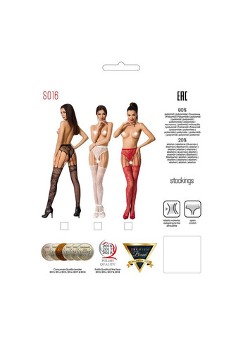 Сетчатые чулки-стокинги S016 One Size, Red, имитация ажурного пояса с гартерами Passion (369951816)