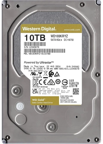 Жесткий диск 10TB 3.5" 7200 512MB SATA Gold WD (387182405)