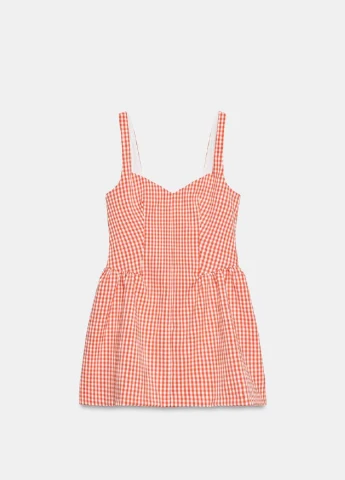 Помаранчева сукня Zara в клітинку